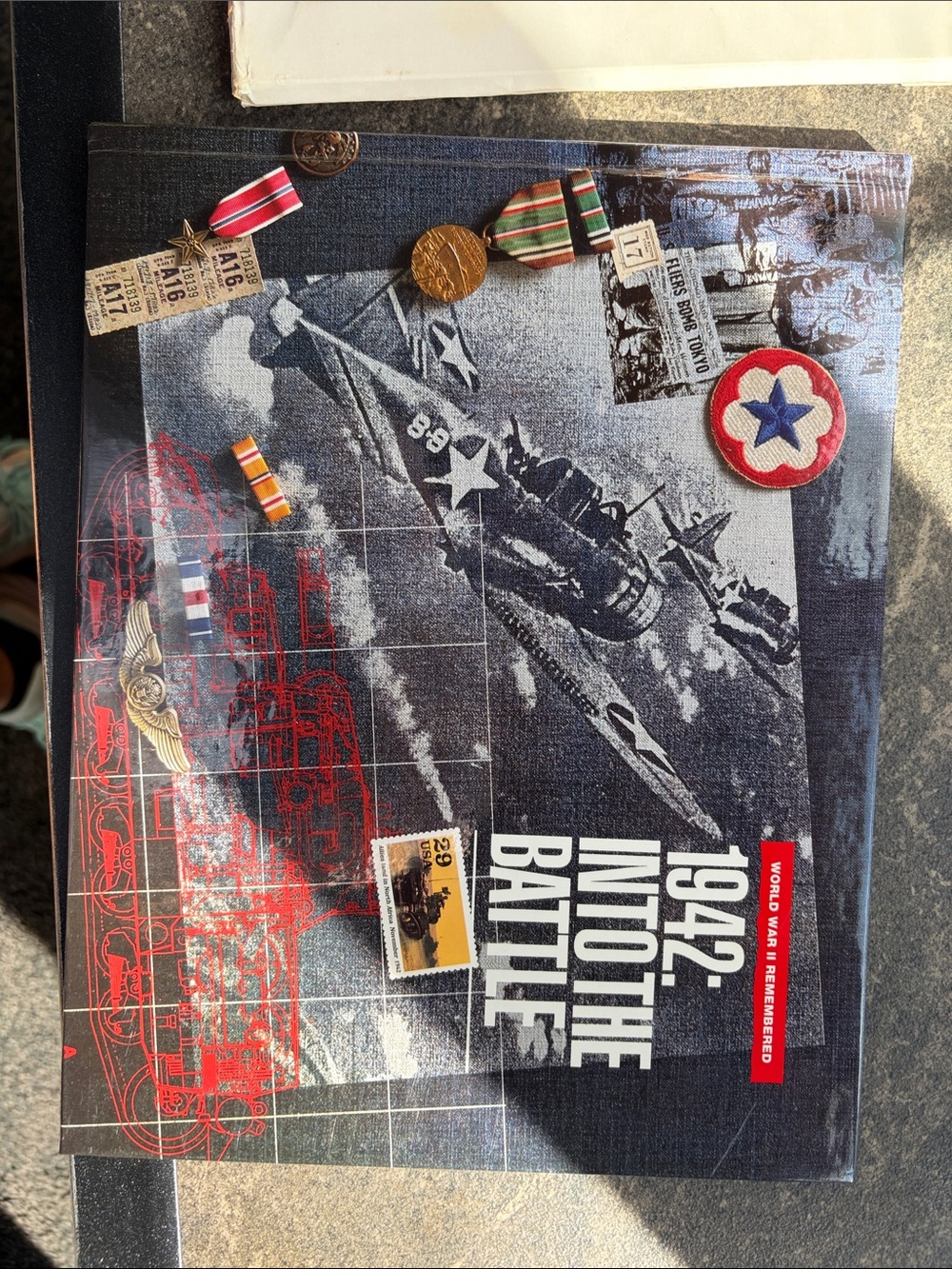 '1942 Into The Battle' Military Canvas Print Book With Stamps